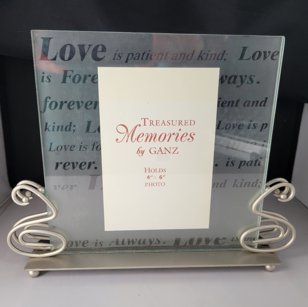 Vintage 4"x6" Treasured Memories by Ganz picture frame with removable metal base